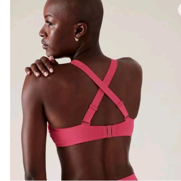 NWOT  Athleta size 36D/DD 32 A/ B SQUARE NECK V BRA CUP Swim TOP  Pink - Picture 3 of 10